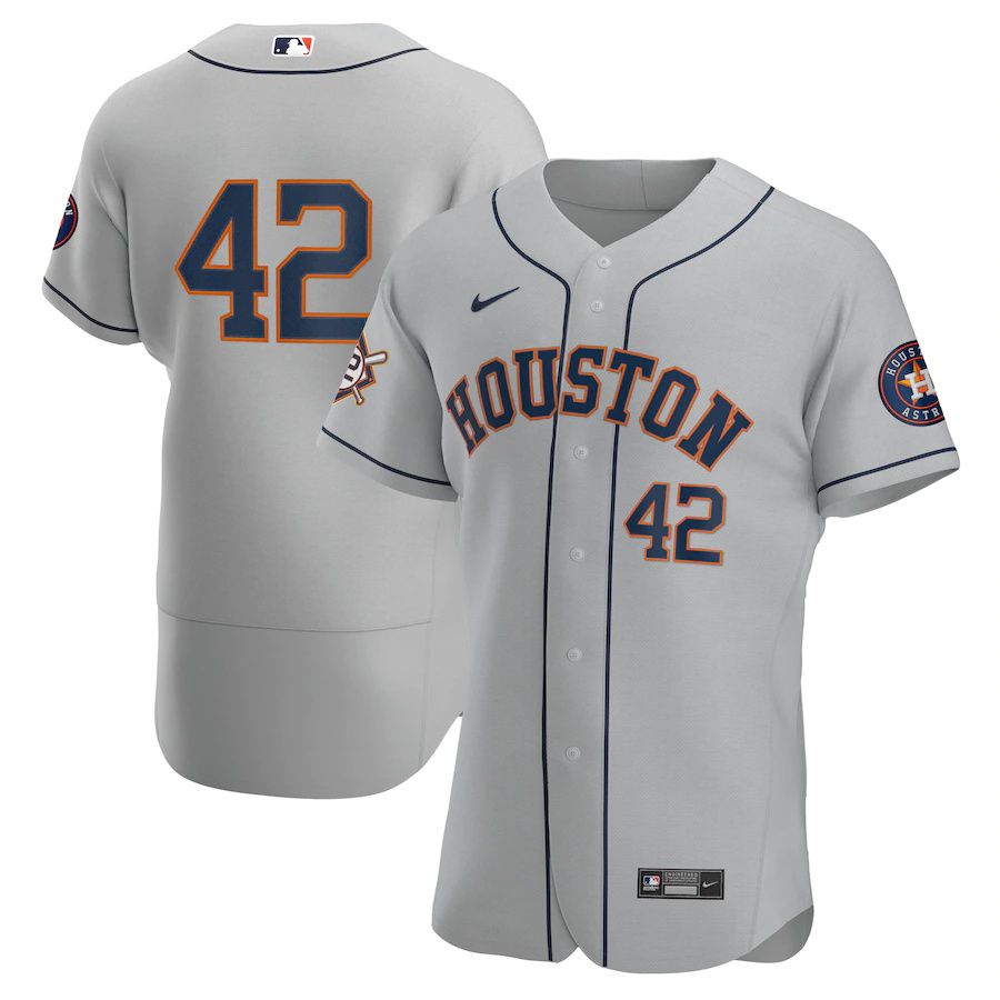 Mens Houston Astros 42 Nike Gray Road Jackie Robinson Day Authentic MLB Jerseys